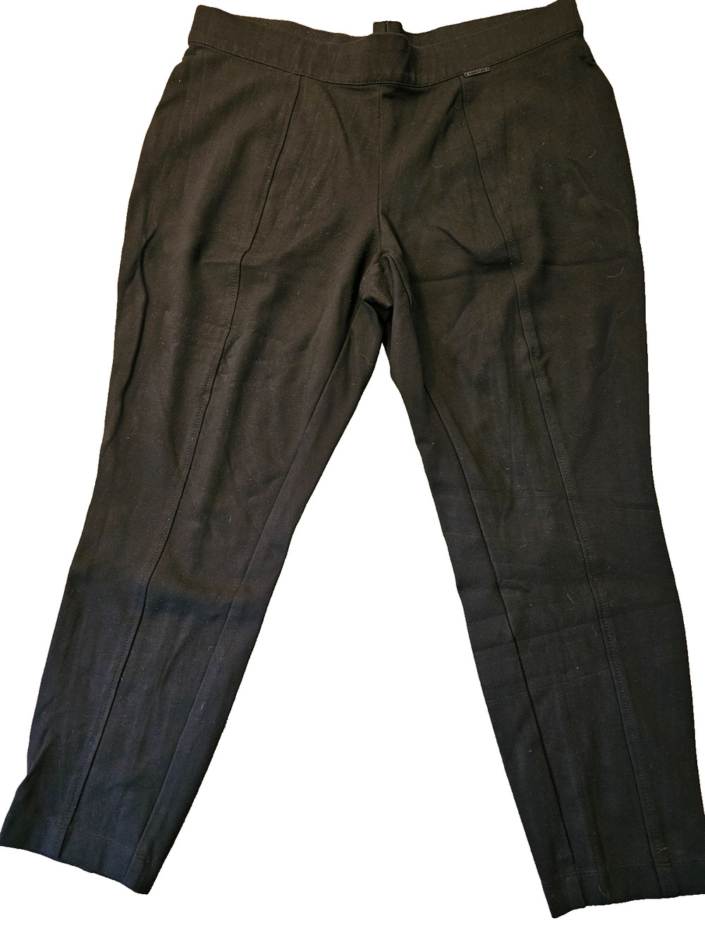 Anne Klein Womens Black Pull On Ponte Pants Wide Waist Stretch Mid Rise Plus 2X